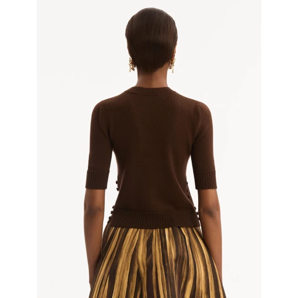 Oscar de la Renta Button Detail Pullover - Knitwear - American Luxury Evening Wear at Coveti