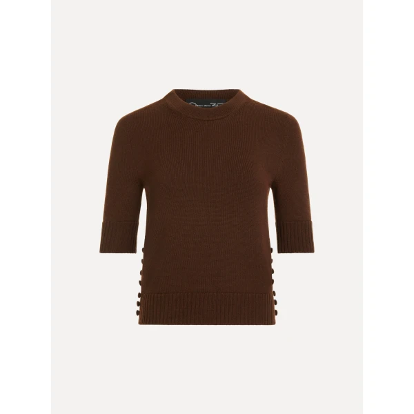 Oscar de la Renta Button Detail Pullover - Knitwear - American Luxury Evening Wear at Coveti