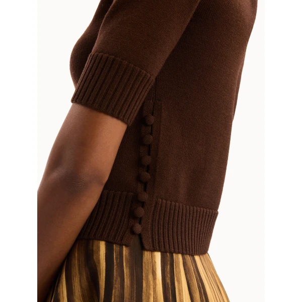 Oscar de la Renta Button Detail Pullover - Knitwear - American Luxury Evening Wear at Coveti
