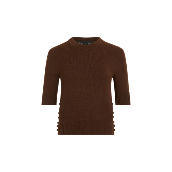 Oscar de la Renta Button Detail Pullover - Knitwear - American Luxury Evening Wear at Coveti