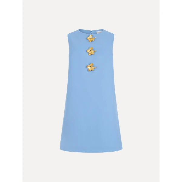 Oscar de la Renta Button Detail Wool Shift Dress - Dresses - American Luxury Evening Wear at Coveti