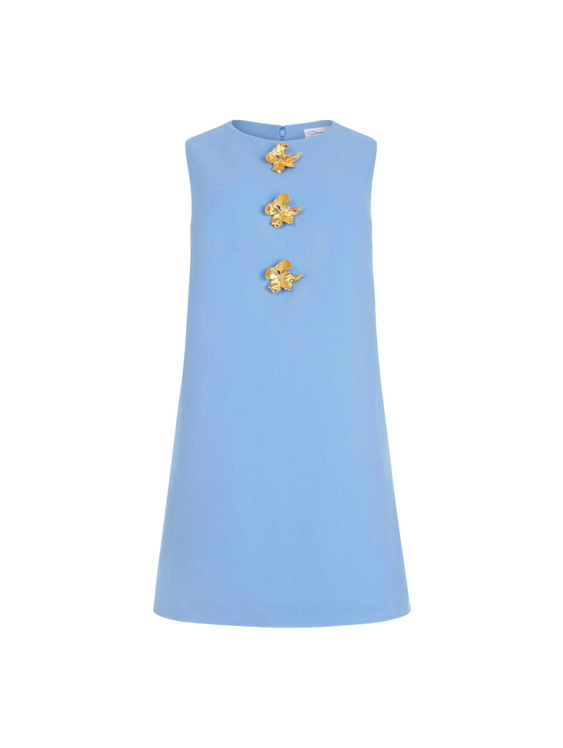 Oscar de la Renta Button Detail Wool Shift Dress