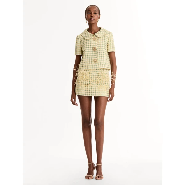 Oscar de la Renta Checked Tweed Jacket - Jackets - American Luxury Evening Wear at Coveti