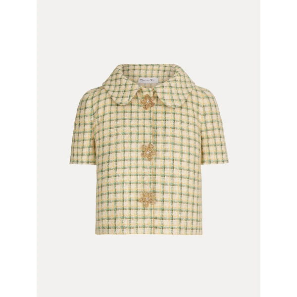 Oscar de la Renta Checked Tweed Jacket - Jackets - American Luxury Evening Wear at Coveti