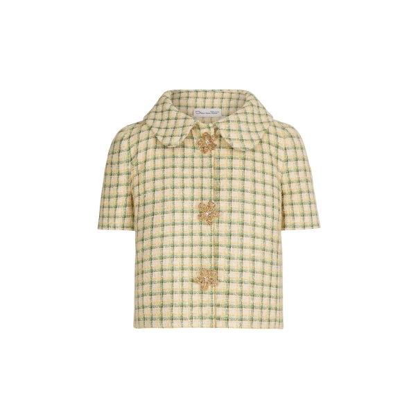 Oscar de la Renta Checked Tweed Jacket - Jackets - American Luxury Evening Wear at Coveti