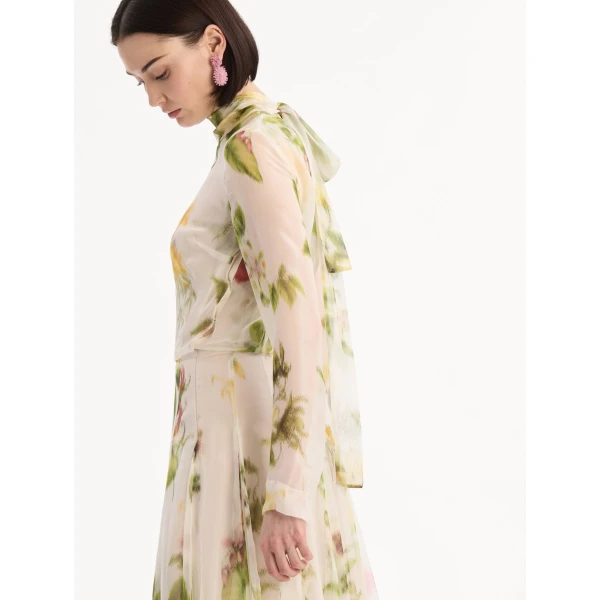 Oscar de la Renta Chiné Dominican Mixed Floral Chiffon Gown - Dresses - American Luxury Evening Wear at Coveti