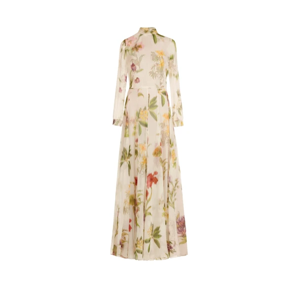Oscar de la Renta Chiné Dominican Mixed Floral Chiffon Gown - Dresses - American Luxury Evening Wear at Coveti