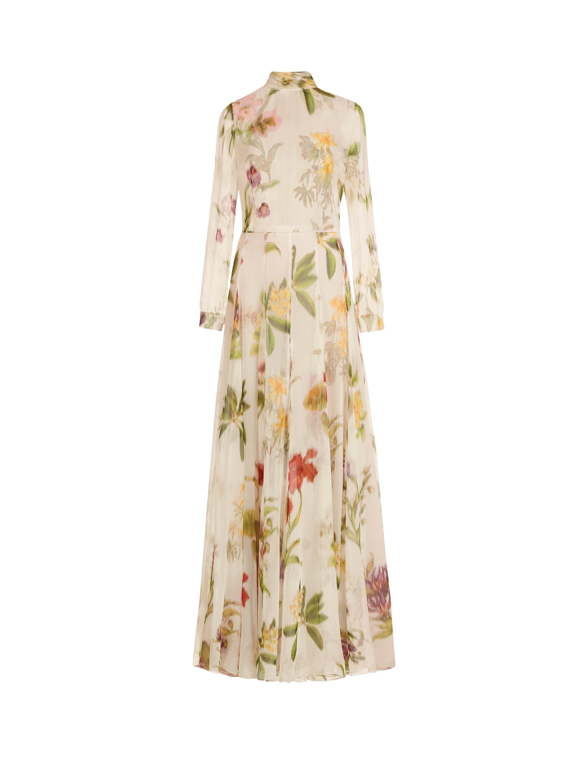 Oscar de la Renta Chiné Dominican Mixed Floral Chiffon Gown