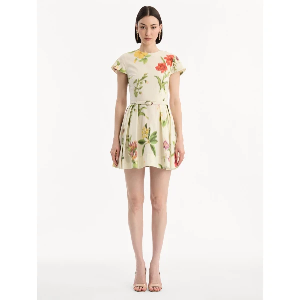 Oscar de la Renta Chiné Dominican Mixed Floral Cotton Poplin Dress - Dresses - American Luxury Evening Wear at Coveti