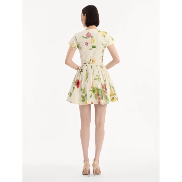 Oscar de la Renta Chiné Dominican Mixed Floral Cotton Poplin Dress - Dresses - American Luxury Evening Wear at Coveti