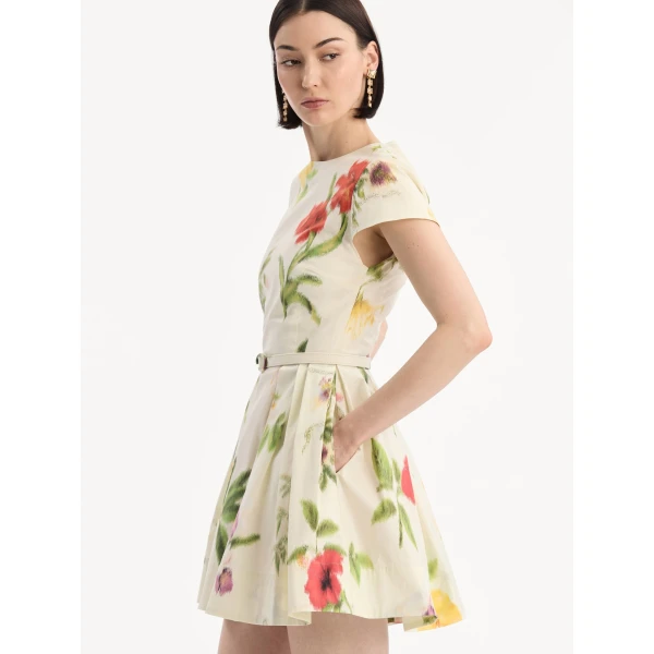 Oscar de la Renta Chiné Dominican Mixed Floral Cotton Poplin Dress - Dresses - American Luxury Evening Wear at Coveti
