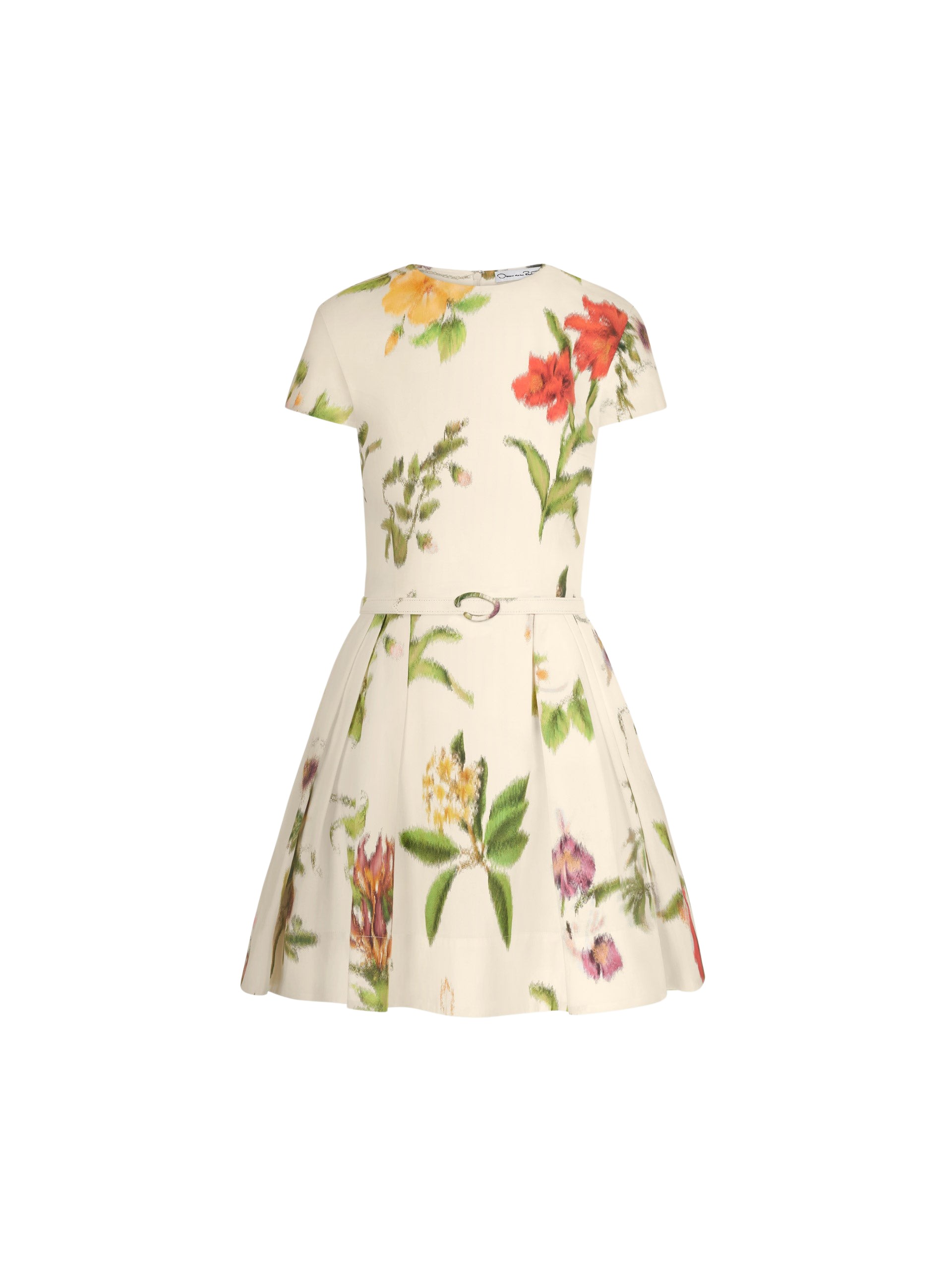 Oscar de la Renta Chiné Dominican Mixed Floral Cotton Poplin Dress