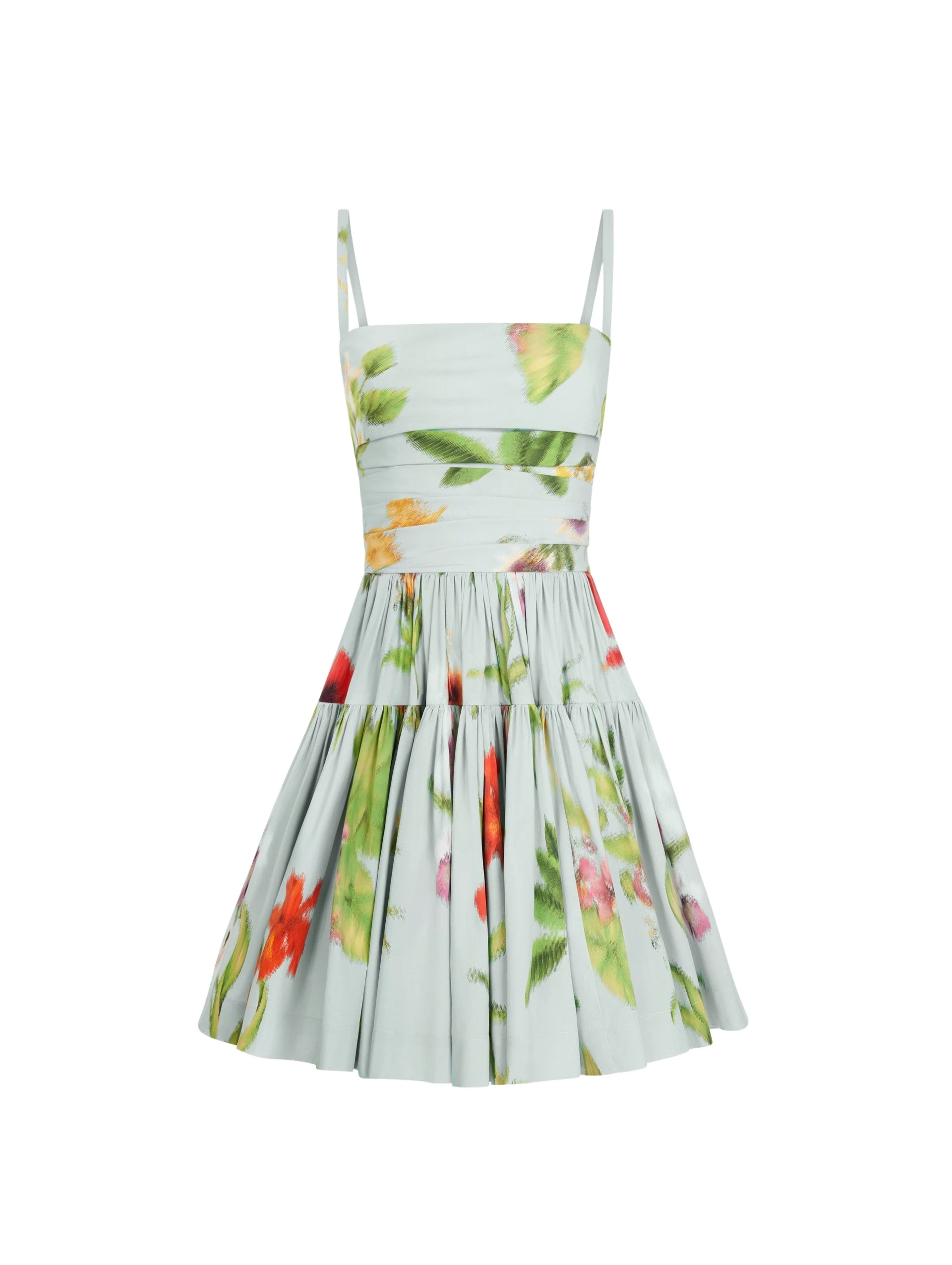 Oscar-de-la-Renta-Chine-Dominican-Mixed-Floral-Cotton-Poplin-Tiered-Dress-Dresses87567_nobg Oscar de la Renta Chiné Dominican Mixed Floral Cotton Poplin Tiered Dress - Dresses - American Luxury Evening Wear at Coveti