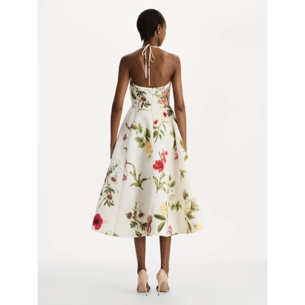 Oscar de la Renta Chiné Dominican Mixed Floral Faille Cocktail Dress - Dresses - American Luxury Evening Wear at Coveti