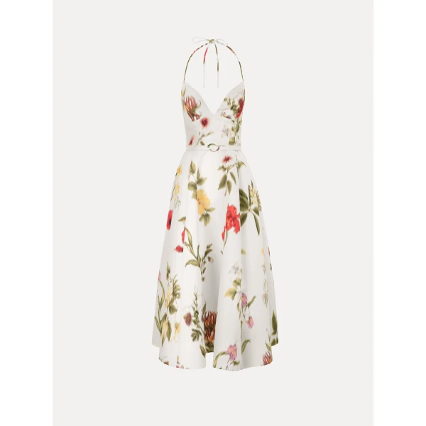 Oscar de la Renta Chiné Dominican Mixed Floral Faille Cocktail Dress - Dresses - American Luxury Evening Wear at Coveti