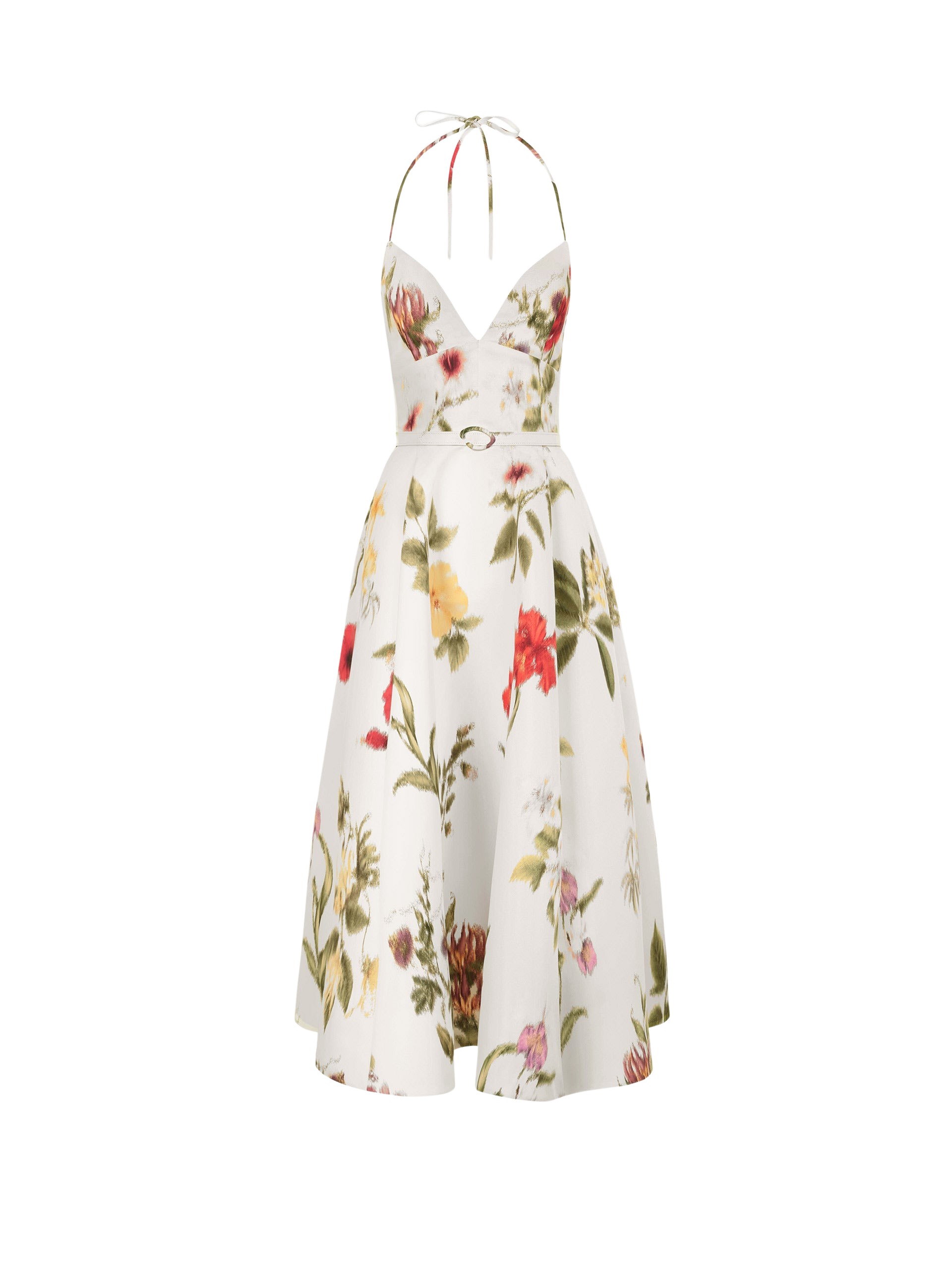 Oscar de la Renta Chiné Dominican Mixed Floral Faille Cocktail Dress