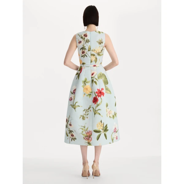 Oscar de la Renta Chiné Dominican Mixed Floral Faille Dress - Dresses - American Luxury Evening Wear at Coveti