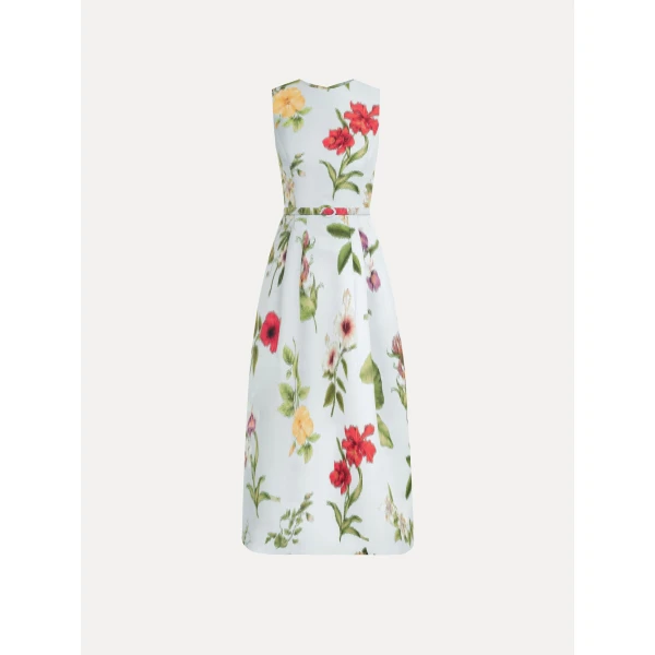 Oscar de la Renta Chiné Dominican Mixed Floral Faille Dress - Dresses - American Luxury Evening Wear at Coveti