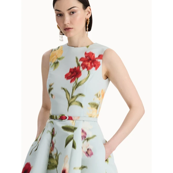 Oscar de la Renta Chiné Dominican Mixed Floral Faille Dress - Dresses - American Luxury Evening Wear at Coveti
