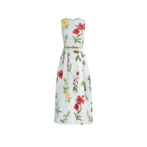 Oscar de la Renta Chiné Dominican Mixed Floral Faille Dress - Dresses - American Luxury Evening Wear at Coveti
