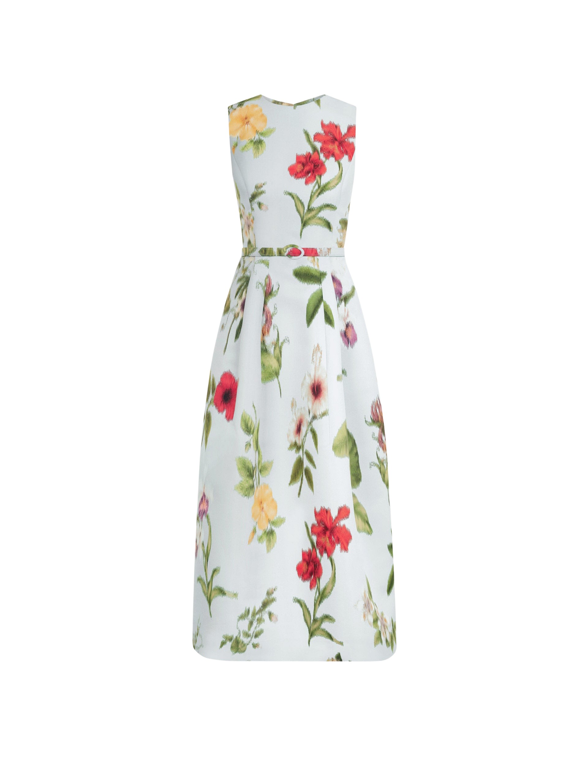 Oscar de la Renta Chiné Dominican Mixed Floral Faille Dress