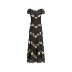 Oscar de la Renta Chiné Hibiscus Striped Faille Midi Dress - Dresses - American Luxury Evening Wear at Coveti