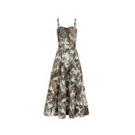 Oscar de la Renta Chiné Palm Leaves Cotton Poplin Dress - Dresses - American Luxury Evening Wear at Coveti