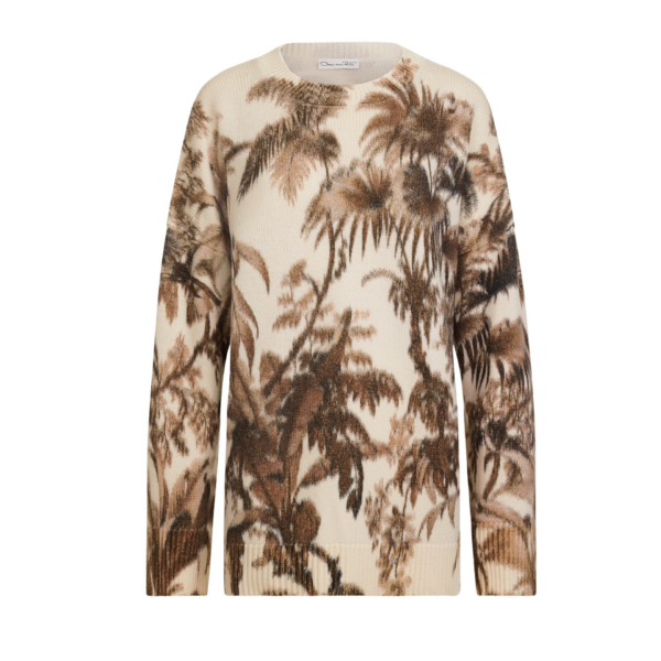 Oscar de la Renta Chiné Palm Leaves Oversized Pullover - Knitwear - American Luxury Evening Wear at Coveti