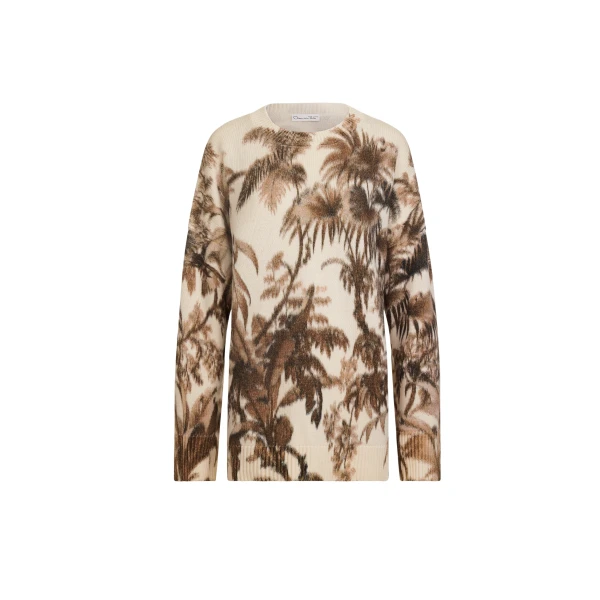 Oscar de la Renta Chiné Palm Leaves Oversized Pullover - Knitwear - American Luxury Evening Wear at Coveti