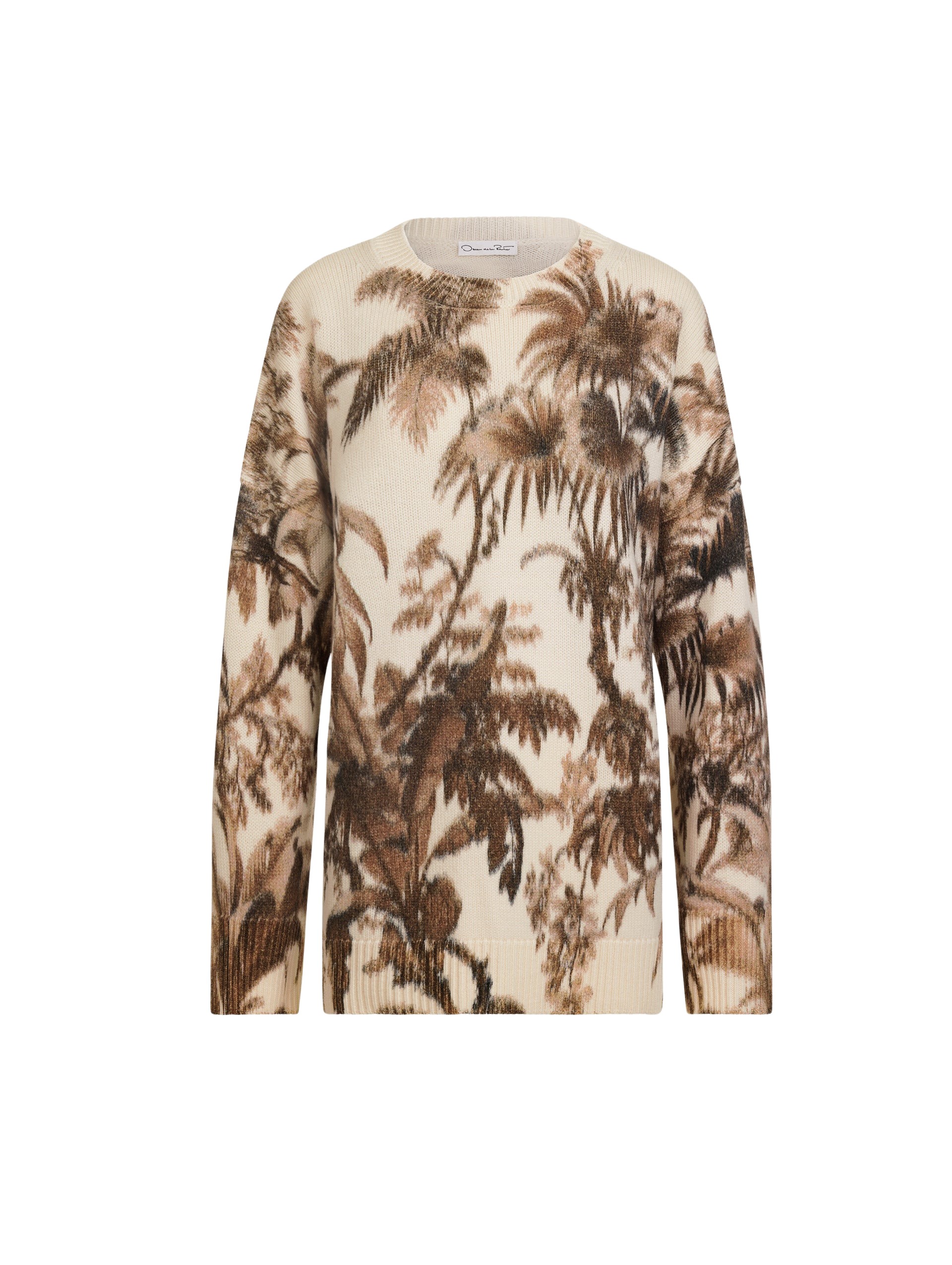 Oscar de la Renta Chiné Palm Leaves Oversized Pullover - Knitwear - American Luxury Evening Wear at Coveti
