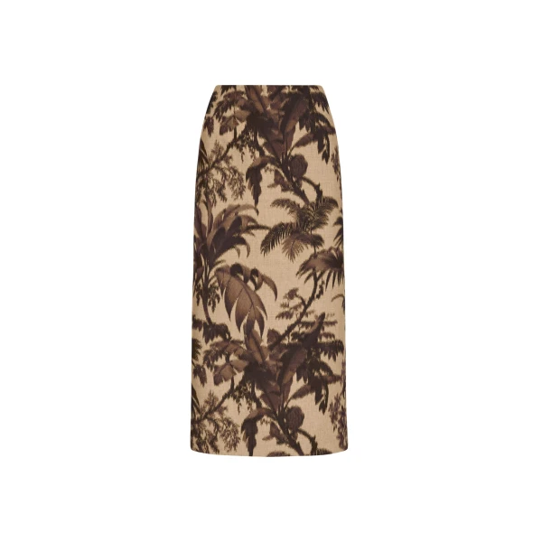 Oscar de la Renta Chiné Palm Leaves Pencil Skirt - Skirts - American Luxury Evening Wear at Coveti