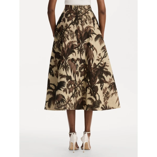 Oscar de la Renta Chiné Palm Leaves Skirt - Skirts - American Luxury Evening Wear at Coveti