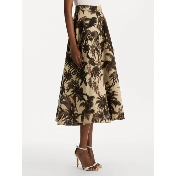 Oscar de la Renta Chiné Palm Leaves Skirt - Skirts - American Luxury Evening Wear at Coveti