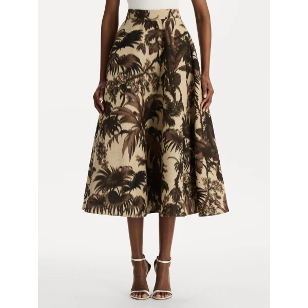 Oscar de la Renta Chiné Palm Leaves Skirt - Skirts - American Luxury Evening Wear at Coveti