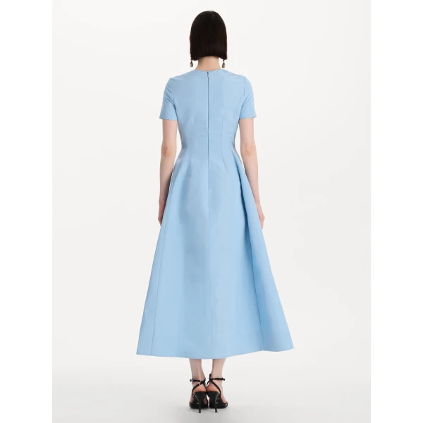 Oscar de la Renta Crystal Flower Embroidered Faille Dress - Dresses - American Luxury Evening Wear at Coveti