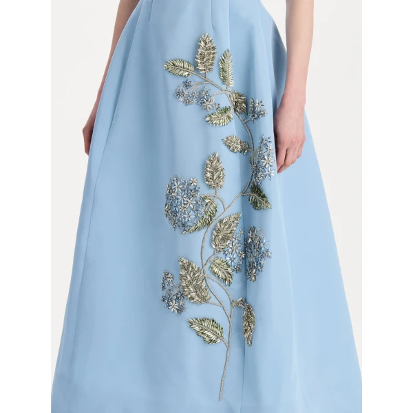 Oscar de la Renta Crystal Flower Embroidered Faille Dress - Dresses - American Luxury Evening Wear at Coveti