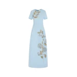 Oscar de la Renta Crystal Flower Embroidered Faille Dress - Dresses - American Luxury Evening Wear at Coveti