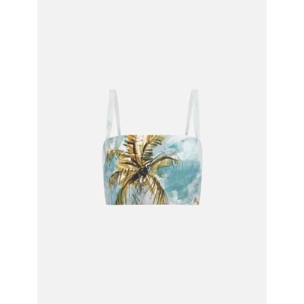 Oscar de la Renta Dominican Landscape Cotton Poplin Cropped Blouse - Tops - American Luxury Evening Wear at Coveti