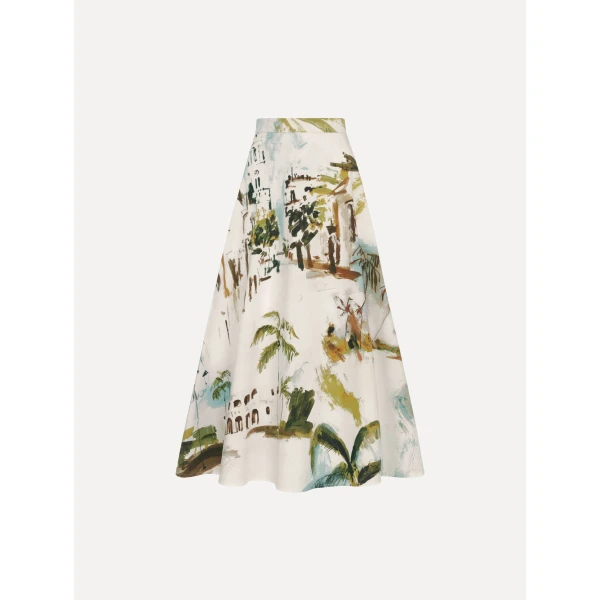 Oscar de la Renta Dominican Landscape Cotton Poplin Skirt - Skirts - American Luxury Evening Wear at Coveti