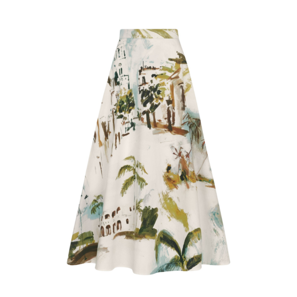 Oscar de la Renta Dominican Landscape Cotton Poplin Skirt - Skirts - American Luxury Evening Wear at Coveti