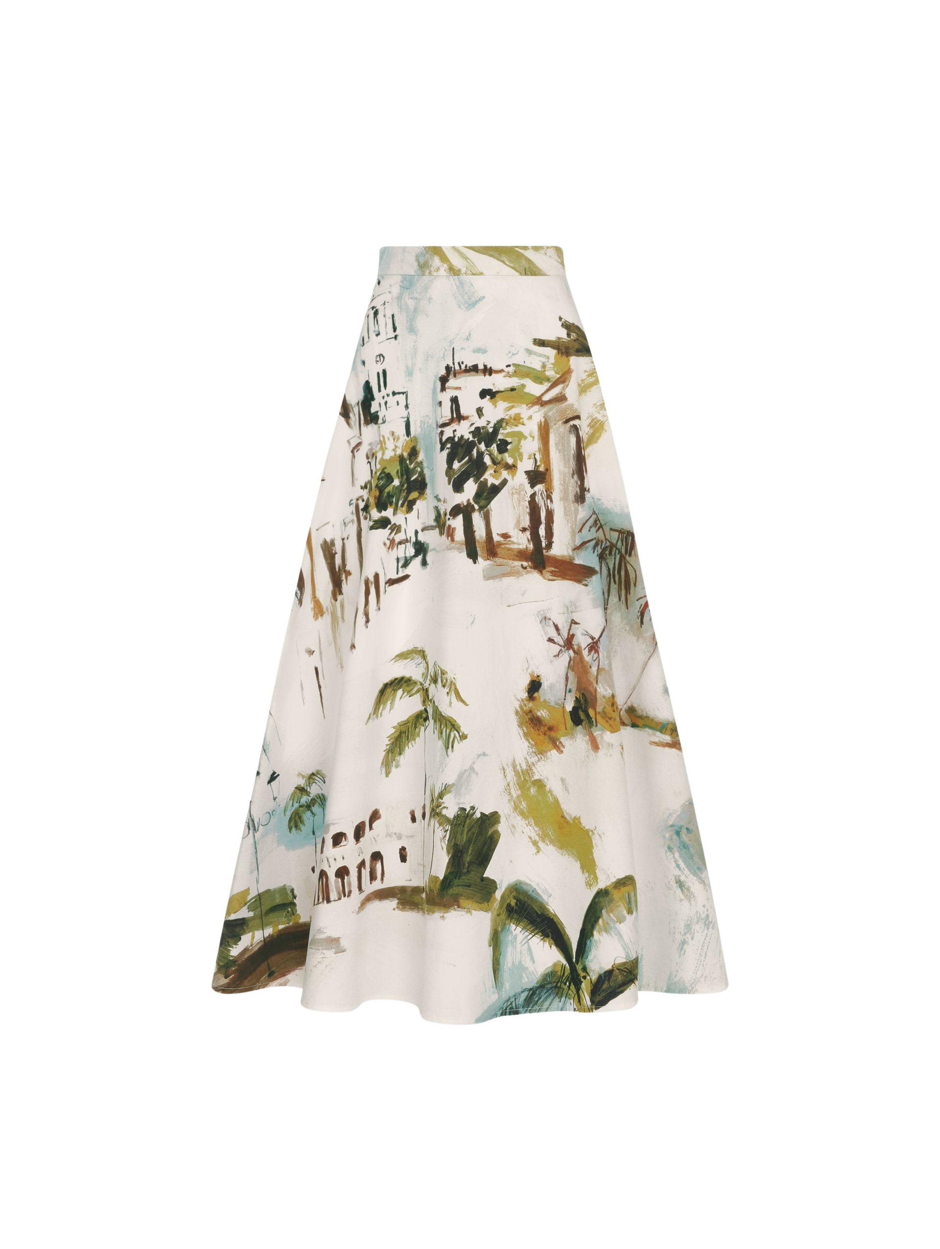 Oscar de la Renta Dominican Landscape Cotton Poplin Skirt - Skirts - American Luxury Evening Wear at Coveti