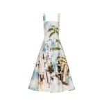 Oscar de la Renta Dominican Landscape Cotton Poplin Sleeveless Dress - Dresses - American Luxury Evening Wear at Coveti