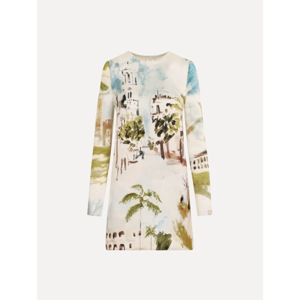 Oscar de la Renta Dominican Landscape Shift Dress - Dresses - American Luxury Evening Wear at Coveti