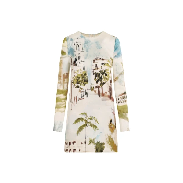 Oscar de la Renta Dominican Landscape Shift Dress - Dresses - American Luxury Evening Wear at Coveti