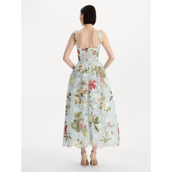 Oscar de la Renta Dominican Mixed Floral Guipure Cocktail Dress - Dresses - American Luxury Evening Wear at Coveti
