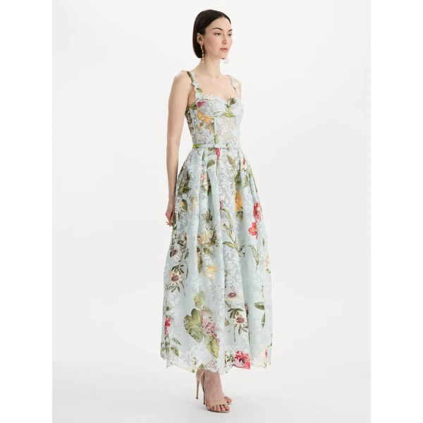 Oscar de la Renta Dominican Mixed Floral Guipure Cocktail Dress - Dresses - American Luxury Evening Wear at Coveti