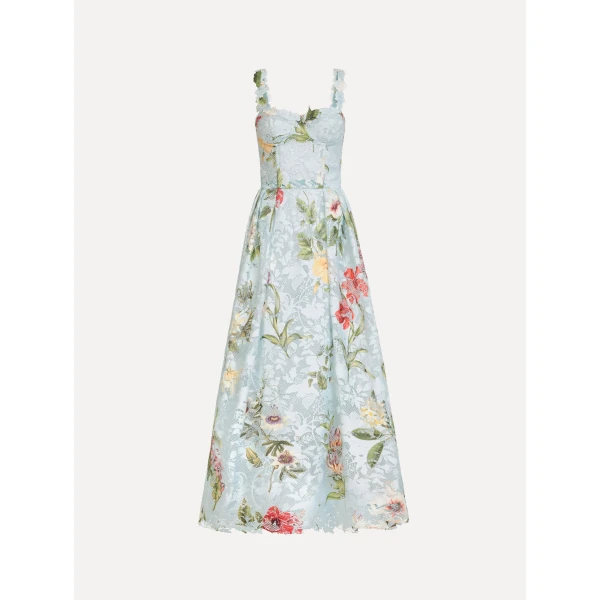 Oscar de la Renta Dominican Mixed Floral Guipure Cocktail Dress - Dresses - American Luxury Evening Wear at Coveti