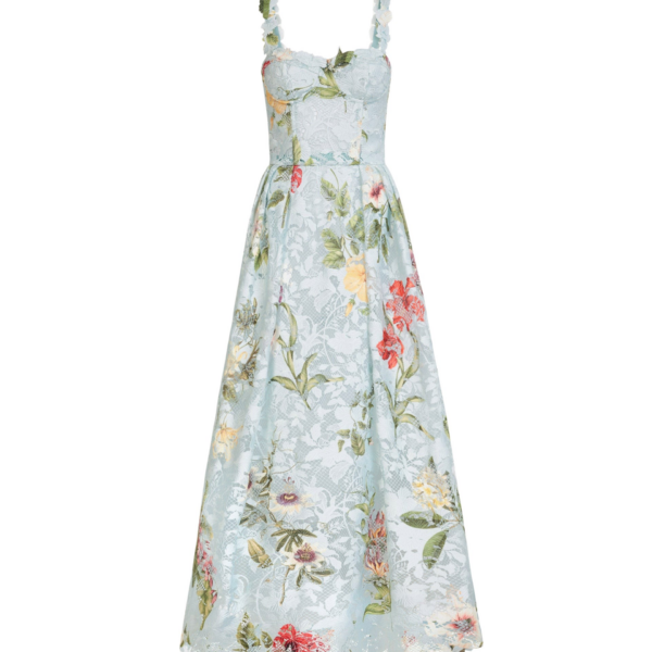 Oscar de la Renta Dominican Mixed Floral Guipure Cocktail Dress - Dresses - American Luxury Evening Wear at Coveti