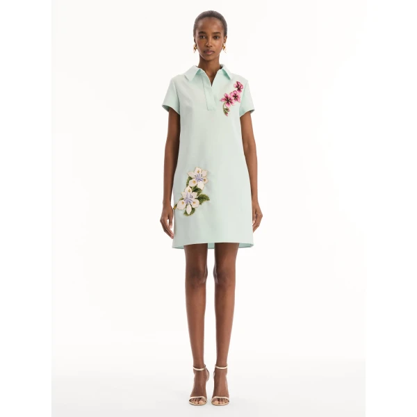 Oscar de la Renta Dominican Mixed Floral Threadwork Shift Dress - Dresses - American Luxury Evening Wear at Coveti