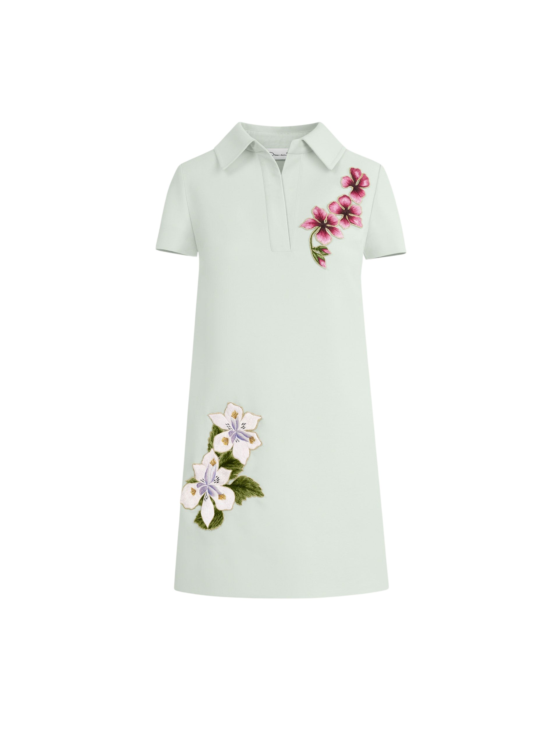 Oscar de la Renta Dominican Mixed Floral Threadwork Shift Dress